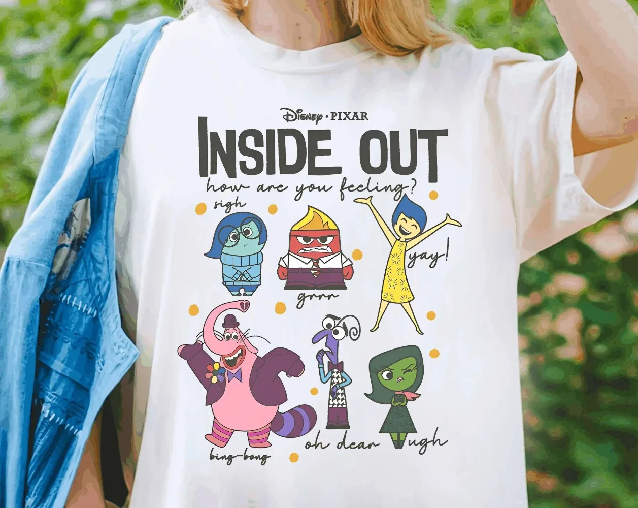 

Рубашка в стиле ретро Disney Pixar Inside Out из фильма Inside Out 2, футболка «Как вы чувствуете себя» Футболка «Волшебное королевство»