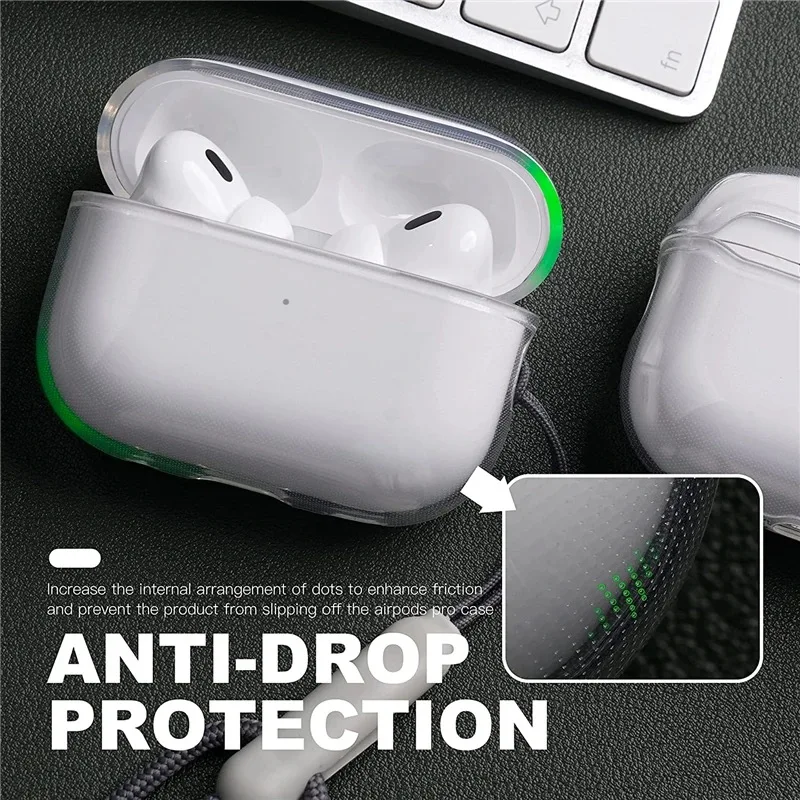 Clear Soft TPU Earphone Case with Lanyard Strap for Airpods Pro 2 2022 2nd Generation Air Pods 3 2 1 3rd Gen Cover Accessories