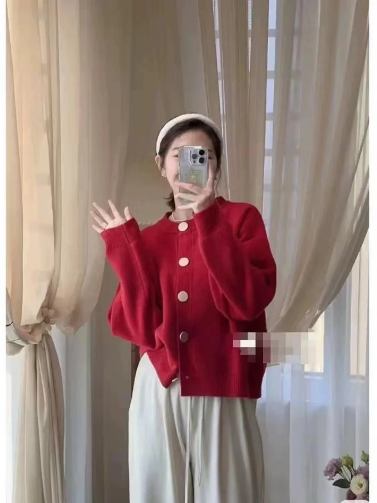 Loose Fit round Ne Knitted Sweater Coat Single Button Pure Color Autumn Winter Women's Faion Commute Sle Long Sve Top