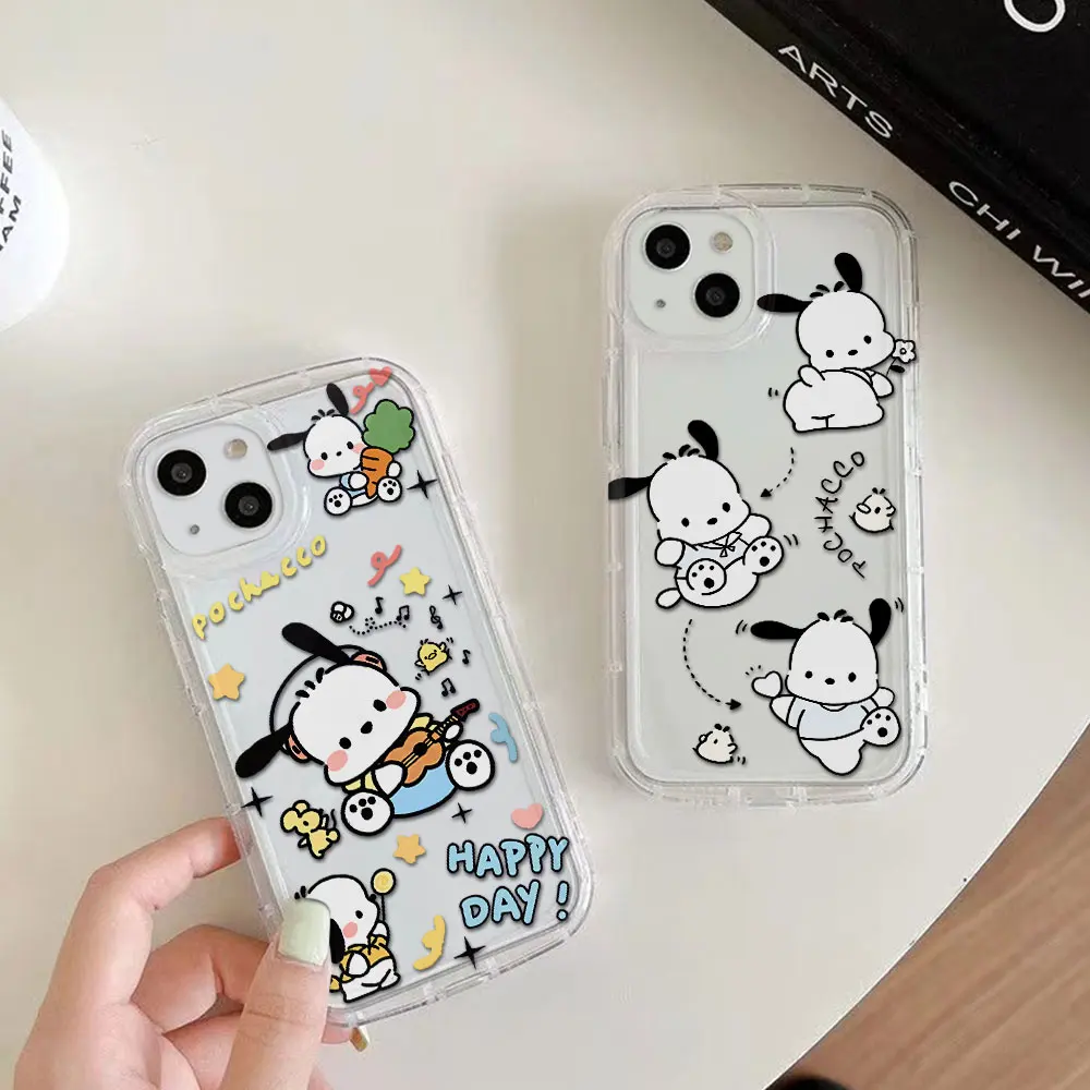 New ins Cute Pochacco Clear Case for Samsung Galaxy S10 S20 S20 S21 S21 S22 S23 S24 FE Ultra Plus 5G Airbag Shockproof Cover