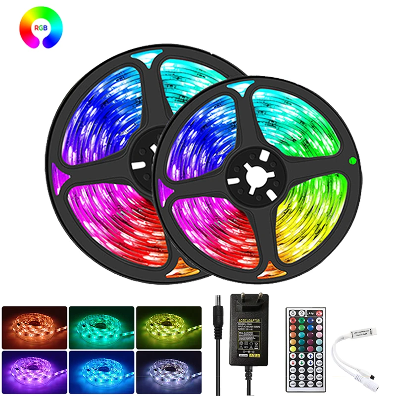 Led Strip Lights For Bedroom Dimmable Rgb Led Tape Lights Smart Remote Control 44Key Mini RGB Controler Led Lights Christmas