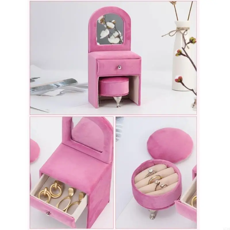 

Элегантный плюшевый ювелирный футляр в европейском стиле мини -стул для выставки серьги кольца
