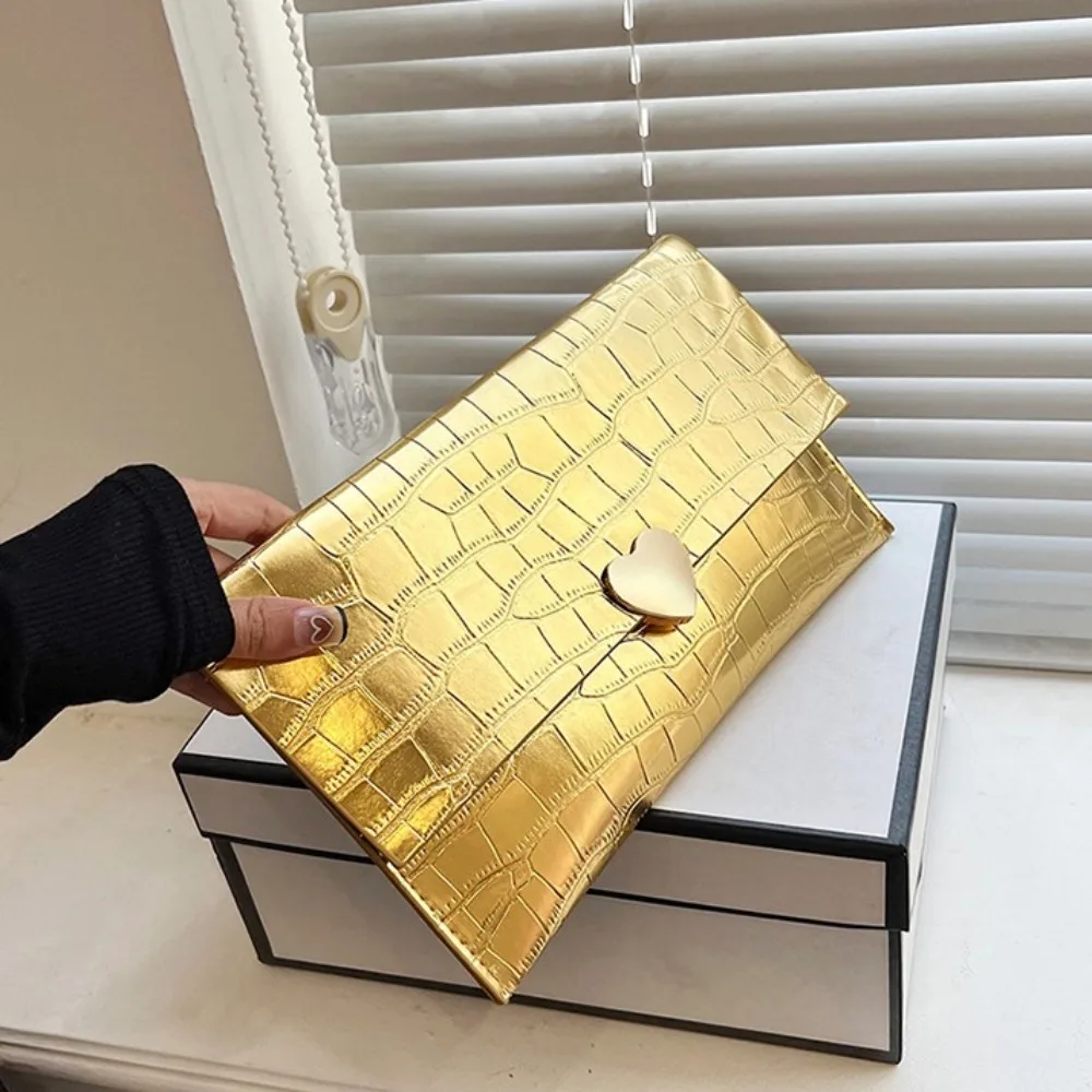 Pu Leather Envelope Evening Bag Patent Leather Bright Surface Ladies Clutch Bag Korean Style Magnetic Buckle Handheld Bag Girls