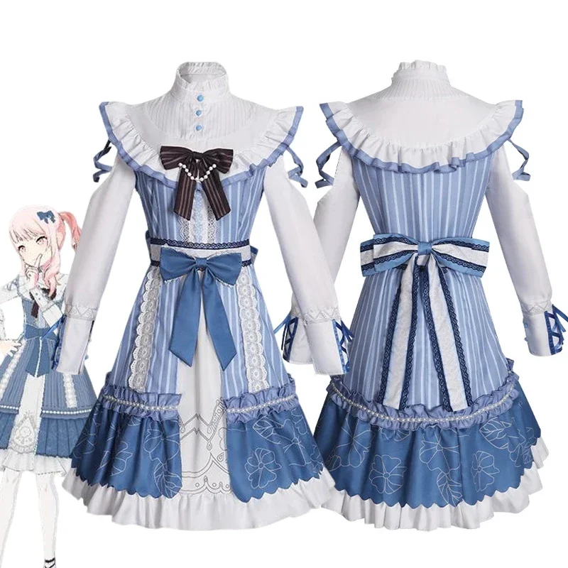 

Anime Project Sekai AKIYAMA MIZUKI Cosplay Costume Girl Lolita Blue Dress Princess Stage Uniform Halloween Clothes