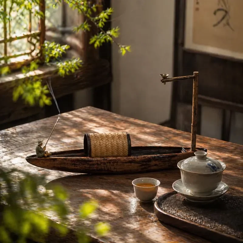 Smooth Sailing Eco-Friendly Hand-woven Bamboo Stick Incense Burner Modern Hanging Zen Desktop Ornament for Home & Office