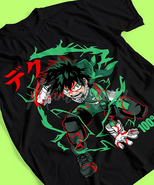 T-shirt For Anime HEROIzuku Midoriya en Combate