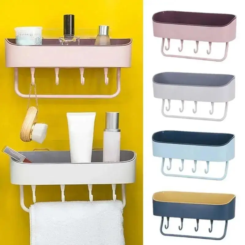 1PCS Bathroom Storage Rack Multifunctional Bathroom Wall No Punching Storage Rack Toilet Towel Washbasin Wall Hanging