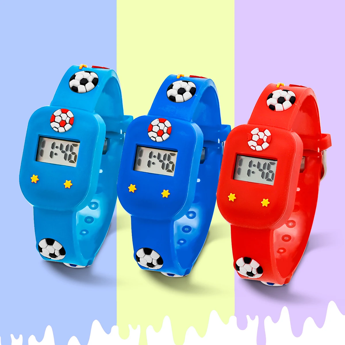 Hot Selling 3PCS Set Children's Smartwatch Student Cartoon Football Sports Watch Male and Female Electronic Clock Holiday Gift