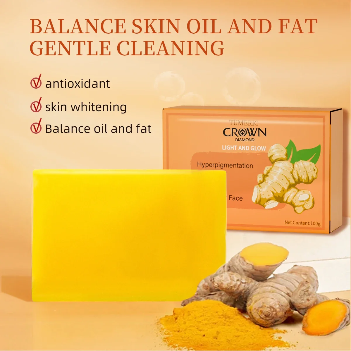 Turmeric Kojic Acid Soap Cleaning Dark Spot Corrector Fade Acne Brightening Your Skin Bath Soap Body Face Washing Product