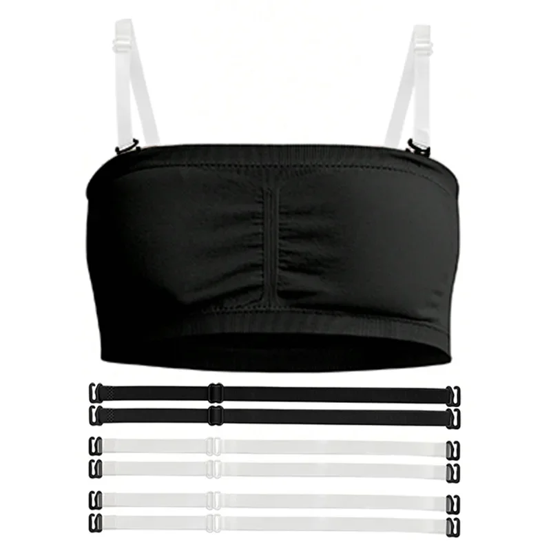 Soutien-gorge Bandeau sans couture pour danse de Ballet pour filles, 2 paires de bretelles transparentes et coussinets de poitrine, soutien-gorge de danse