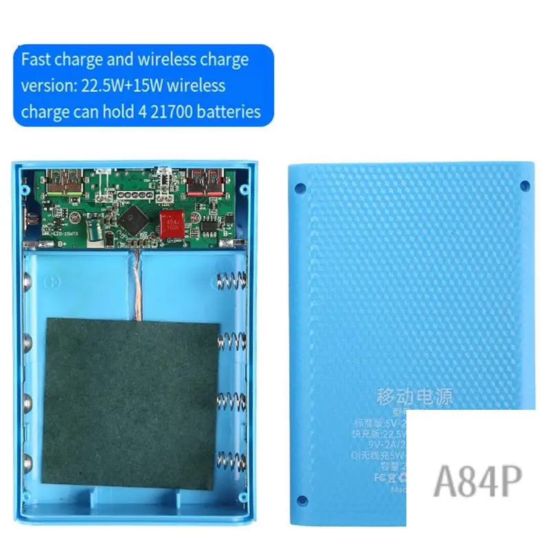 

Wireless DIY Shell 21700 Battery Storage Box Quick Charge 22.5W Detachable Power Bank Case Without Battery