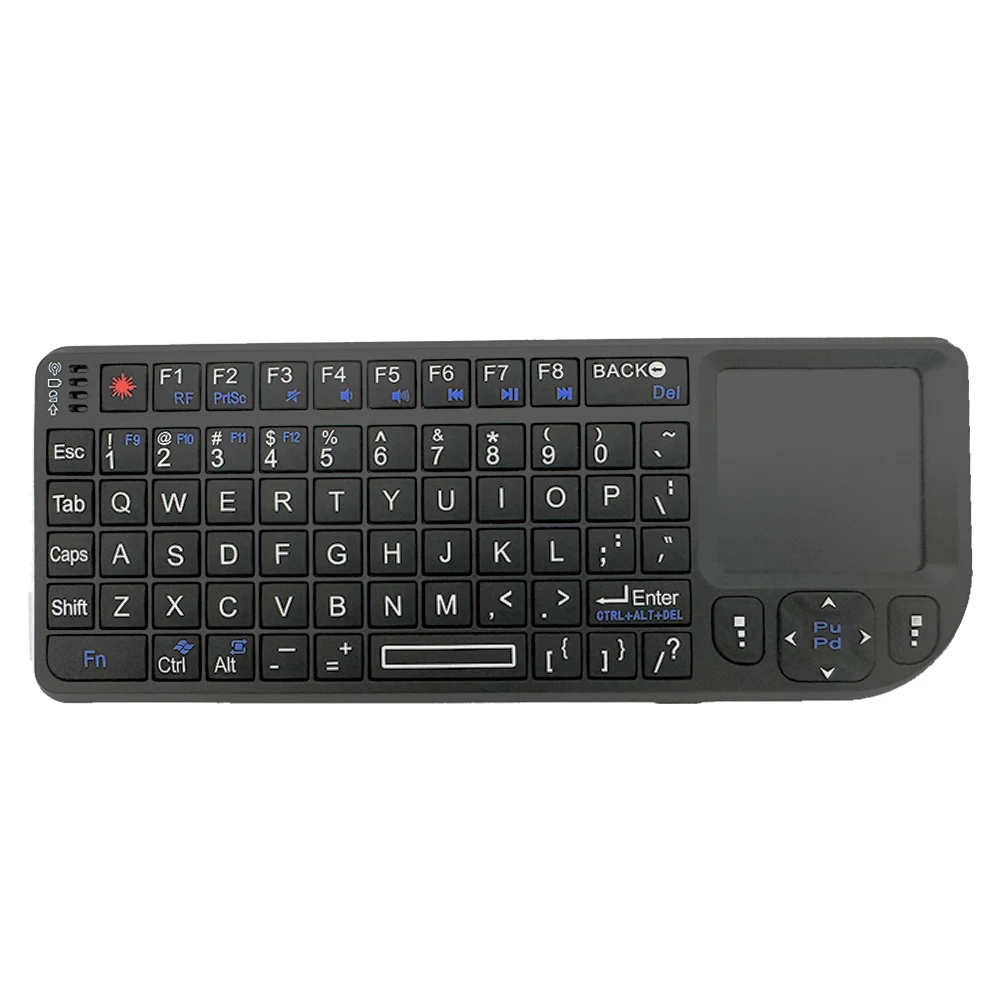 MRSVI A8 Mini Draadloos Toetsenbord 2.4G 7-kleuren Backlit Touchpad Air Mouse Met Infrarood Indicator voor Android TV Box PC, Kantoor