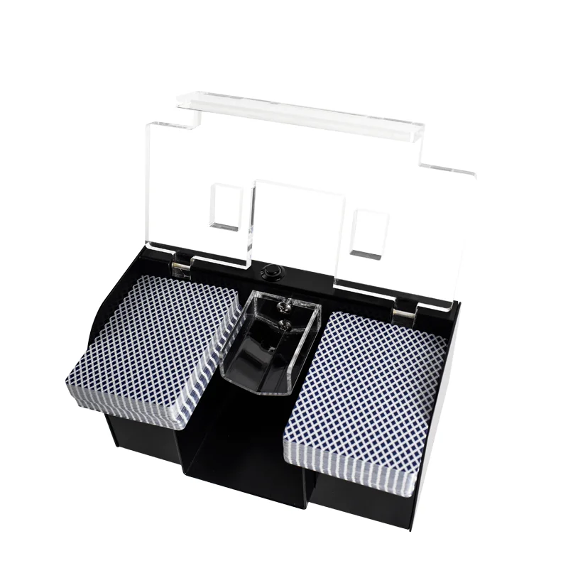 High Speed 2 Decks Automatic Card Shuffler Machine Red Blue Light Electric Poker Dealer Shuffler for Board Game view 2