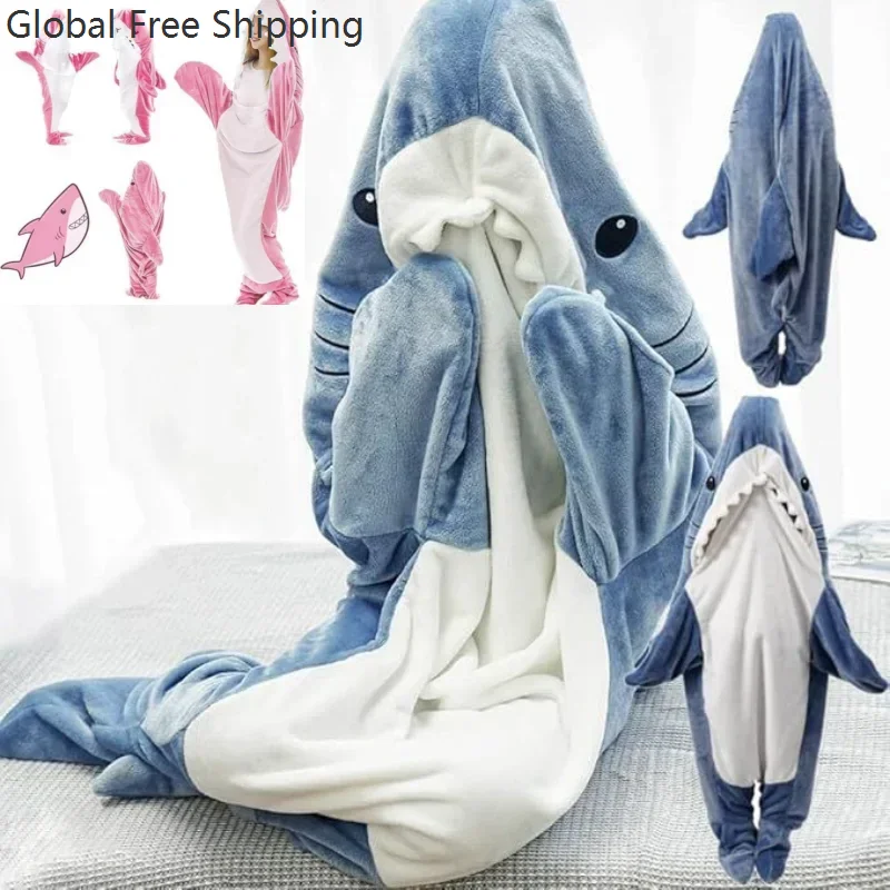 

Adult Home Decor Cartoon Shark Couple Sleeping Bag Pajamas Fun Shark Rug Karakar Pajamas Fabric Mermaid Shawl Christmas Gift