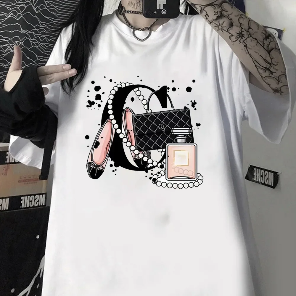 للجنسين Harajuku قصيرة الأكمام تي شيرت ، المرأة الصيف موضة ، فتاة حقيبة مطبوعة ، السيدات بلايز عادية ، الأبيض تيز ، للجنسين الملابس