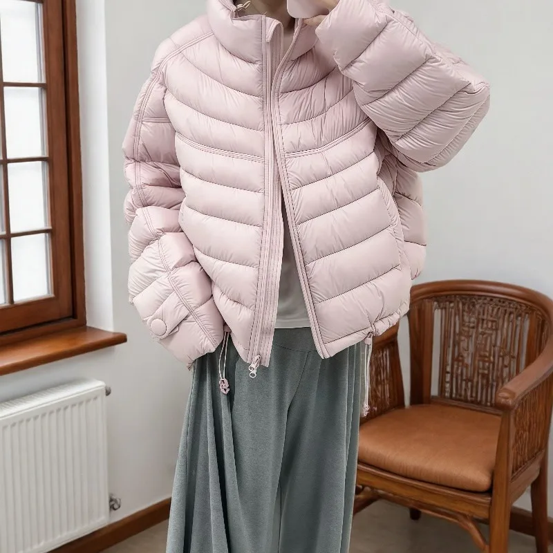 Korean Style Women Winter Stand Collar Quilted Cotton Coat Short Warm Outerwear For Petite