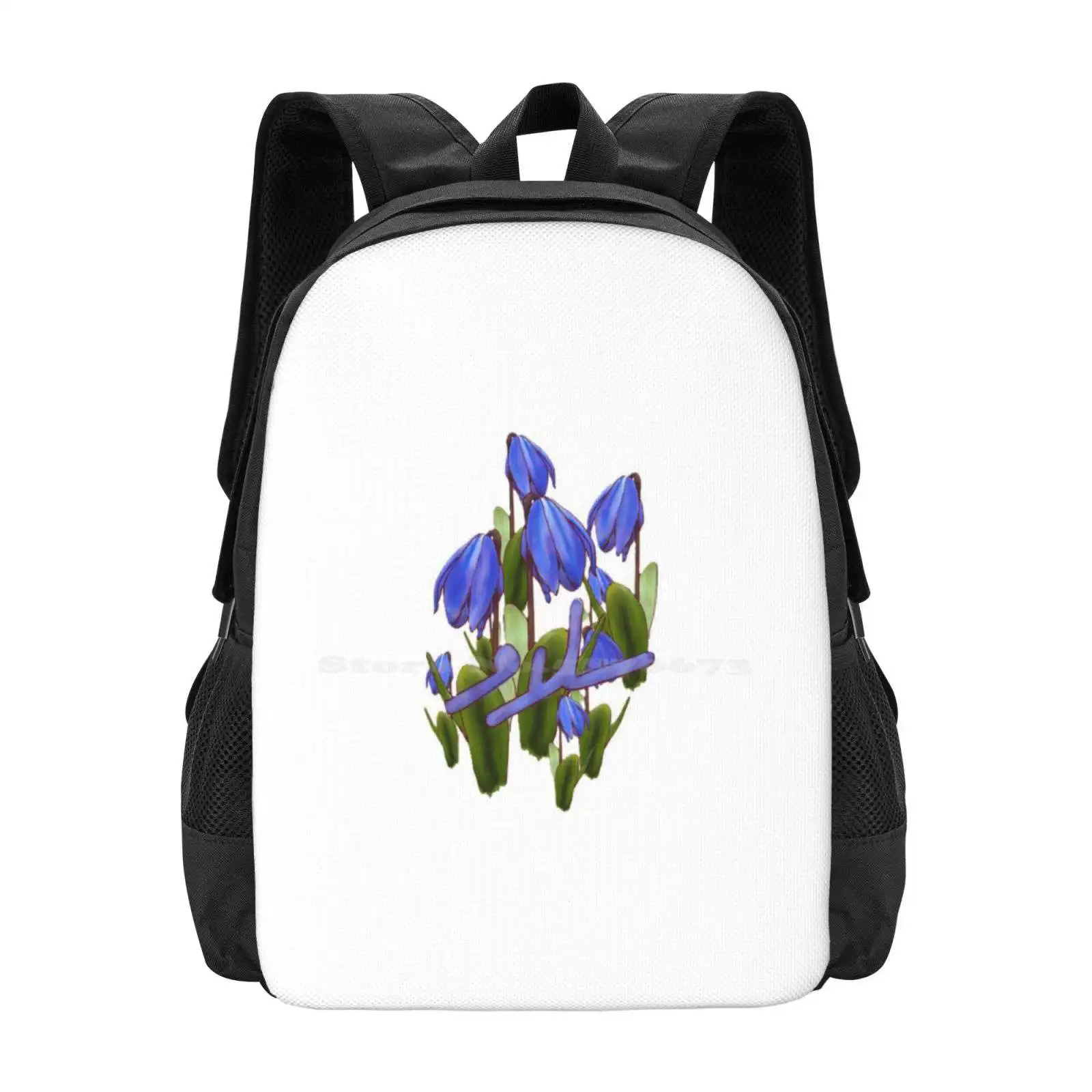 Peace | Salam Hot Sale Schoolbag Backpack Fashion Bags Blue Purple Peace Salam Snowdrop Wild Flower Love