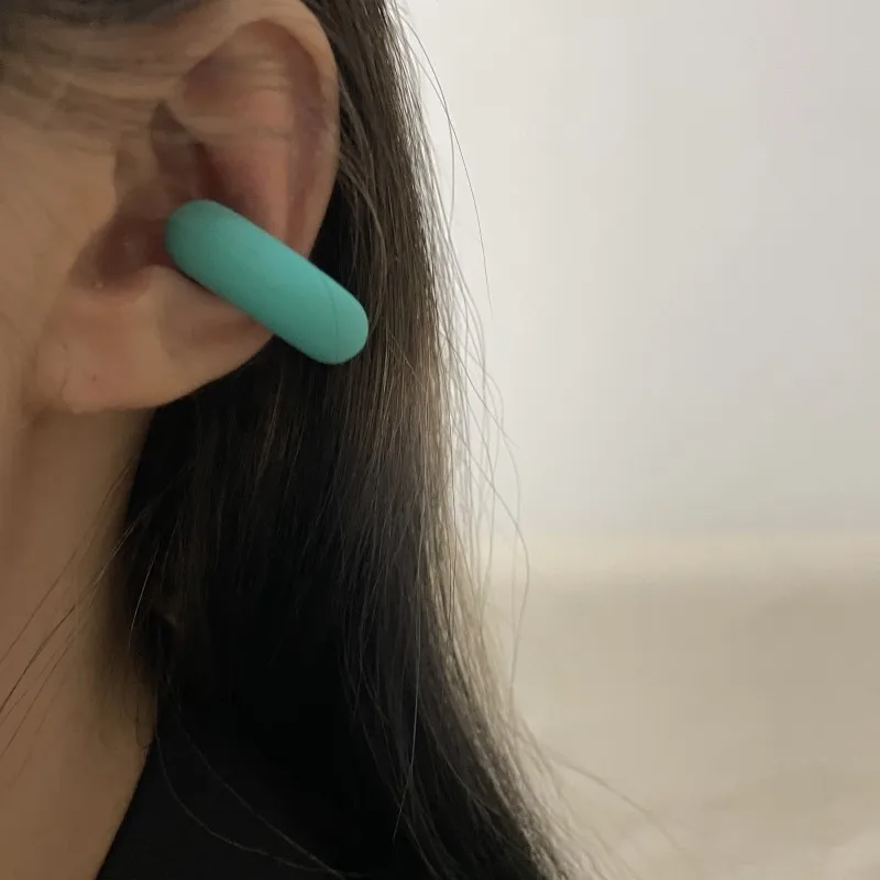 1 Paar Bonbon farbe runde Acryl Ohrclip Ohrringe für Frauen Mode einfache einfarbige Manschette C-förmigen Ohrring weiblichen Schmuck – Detail 7