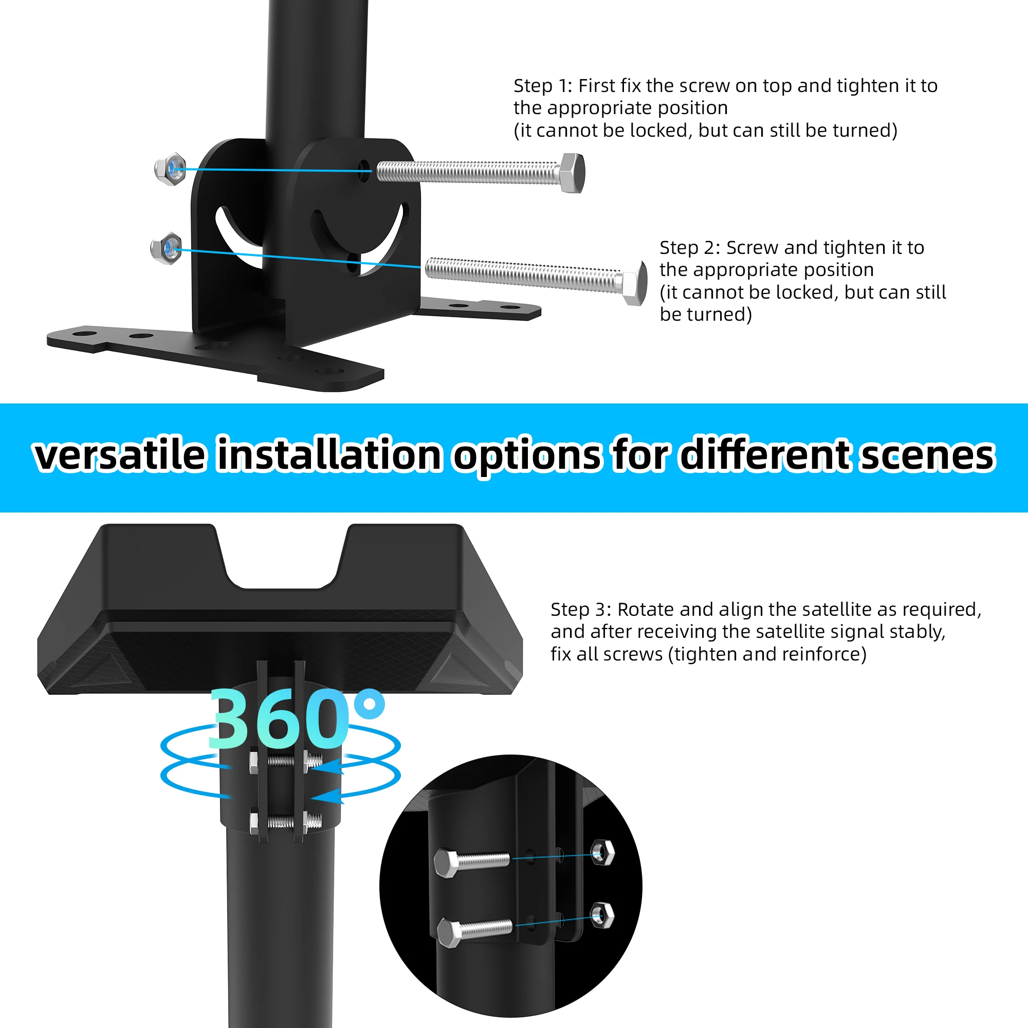 For Starlink Gen 3 Wall Mount Kit,For Starlink V3 Satellite Kit Pipe Adapter And Installation Bracket,Roof Top Exterior Mount