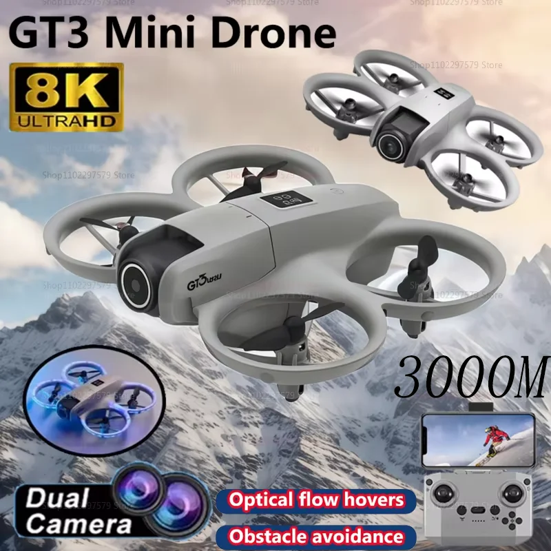 GT3ミニドローン 8K HDデュアルカメラ搭載 空撮初心者向け インテリジェント障害物回避 UAV オプティカルフローポジショニング