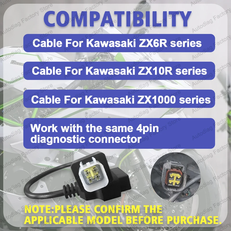 OBD Adapter For Kawasaki 4/6pin OBDII Diagnostic Cable For OBD Adapter For Kawasaki 4/6pin OBDII Diagnostic Cable For