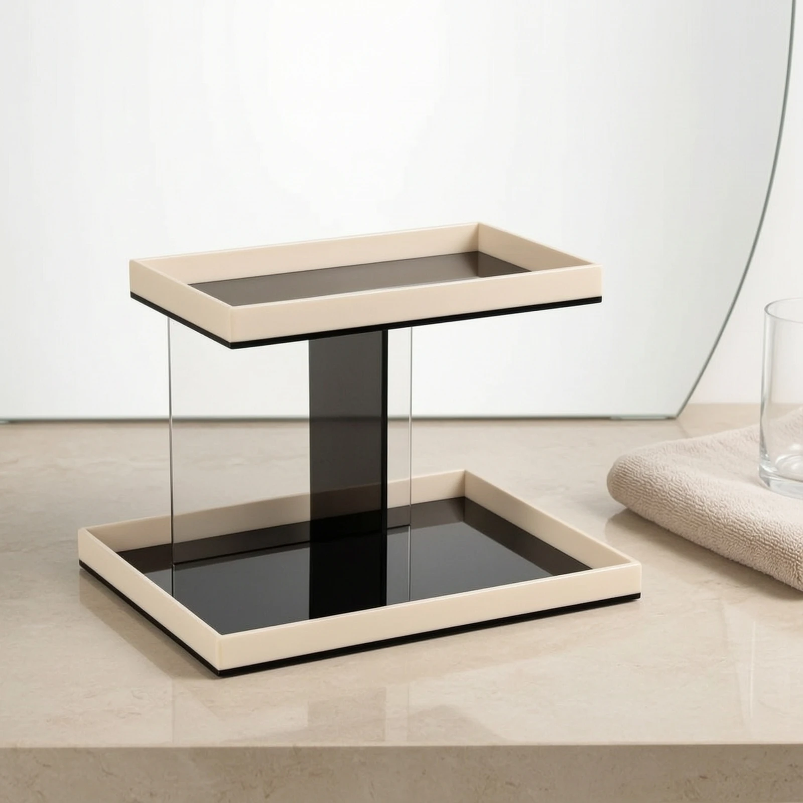 desktop-storage-rack-minimalist-acrylic-rack-with-trays-two-tier-organizer-rectangular-display-shelf-space-saving-for-vanity