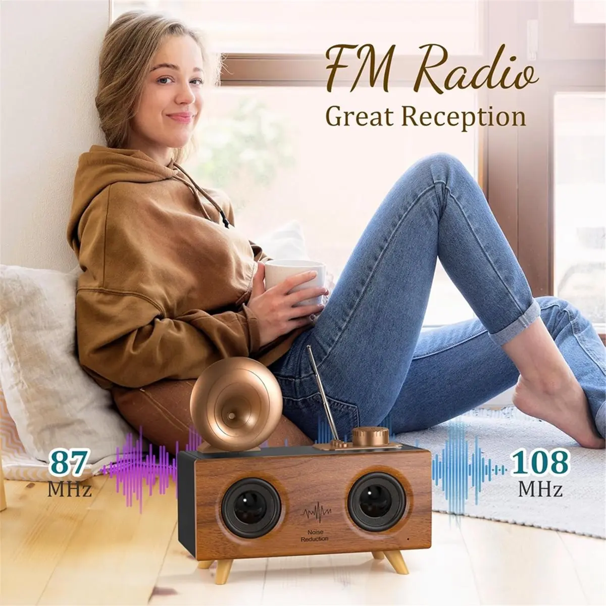 A86G NEW Portable Bluetooth Speaker AM/FM Radio USB/TF/AUX Player Rechargeable Retro Wireless Speaker for Home and Outdoor
