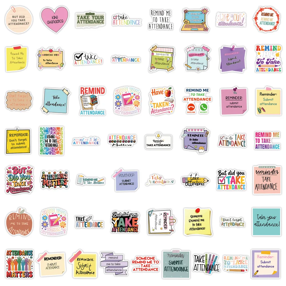 55pcs Cartoon Attendance Notebook Waterproof DIY Stickers
