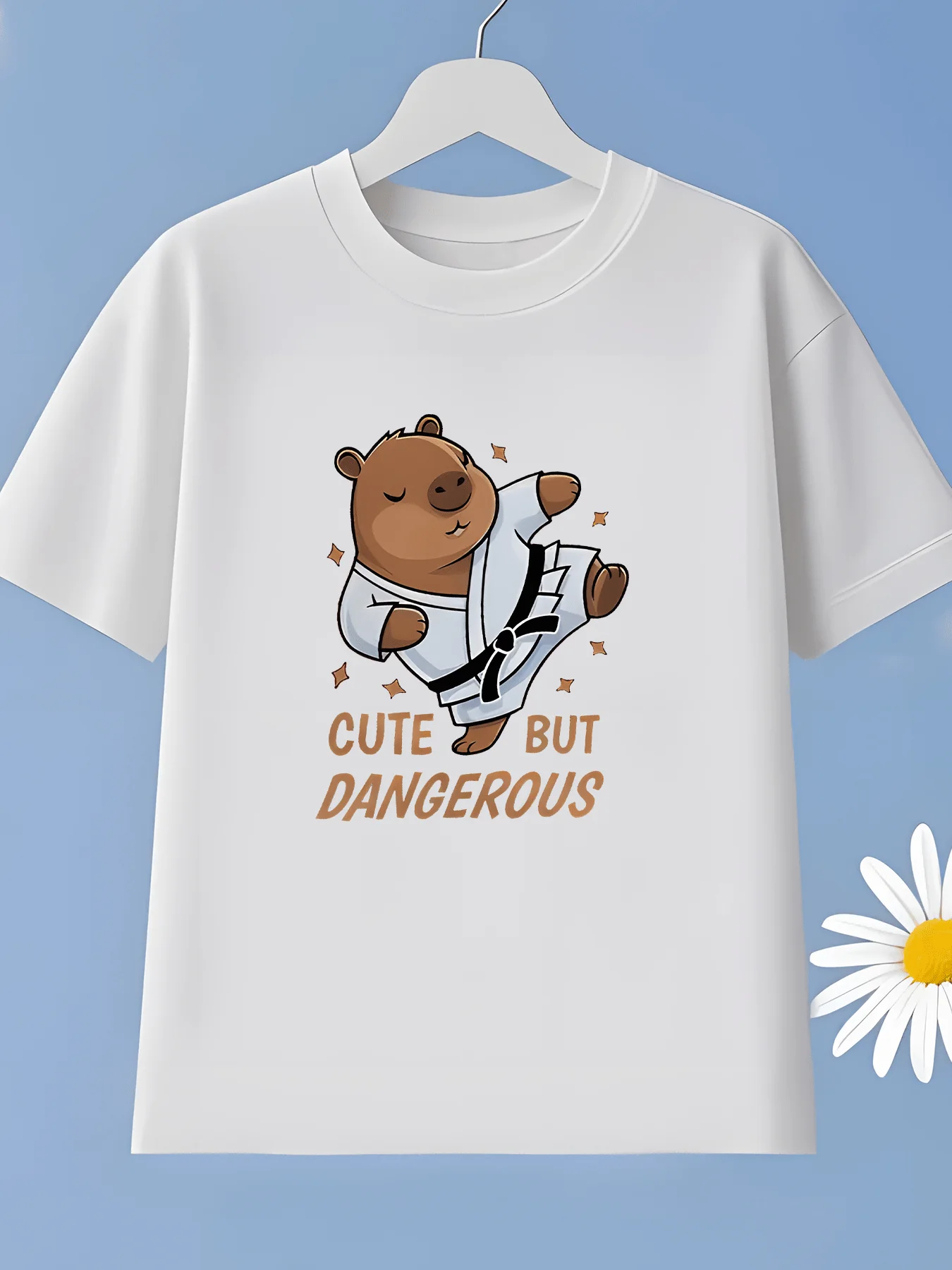 Kids T Shirt Cute Capybara Karate Graphic Boys Girls Tee Cute But Dangerous Crew Neck Soft Cotton Short Sleeve For Kids Wear