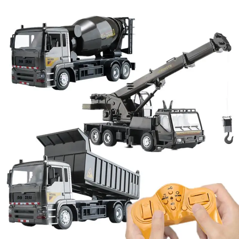 Alloy Rc Engineering Vehicle Steering Wheel Remote Control Dump Truck Crane Mixer Excavator Lift Truck Outdoor Toy Birthday Gift