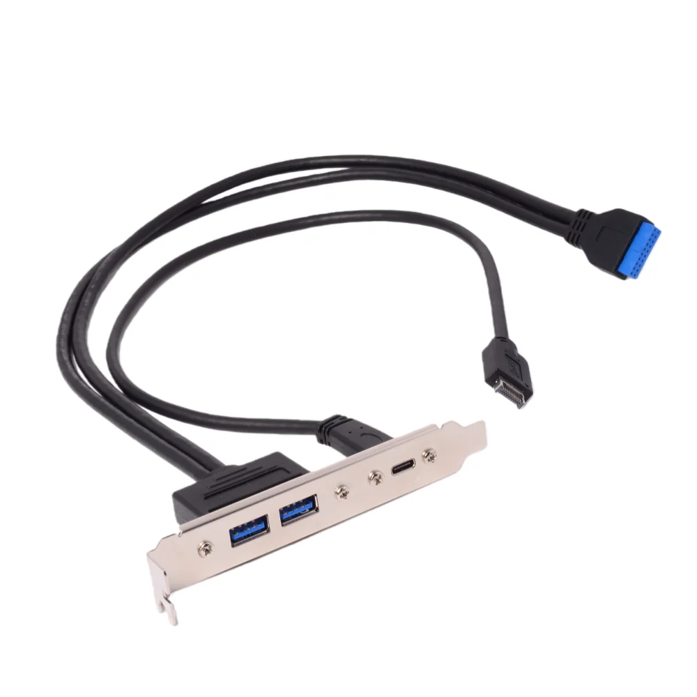 0.5m Double USB 3.2 Gen 2x2 20Gbps USB 3.0/3.1 19pin Header 20Pin 2AF To Type-E Type C Female PCI Expansion Chassis Rear Baffle