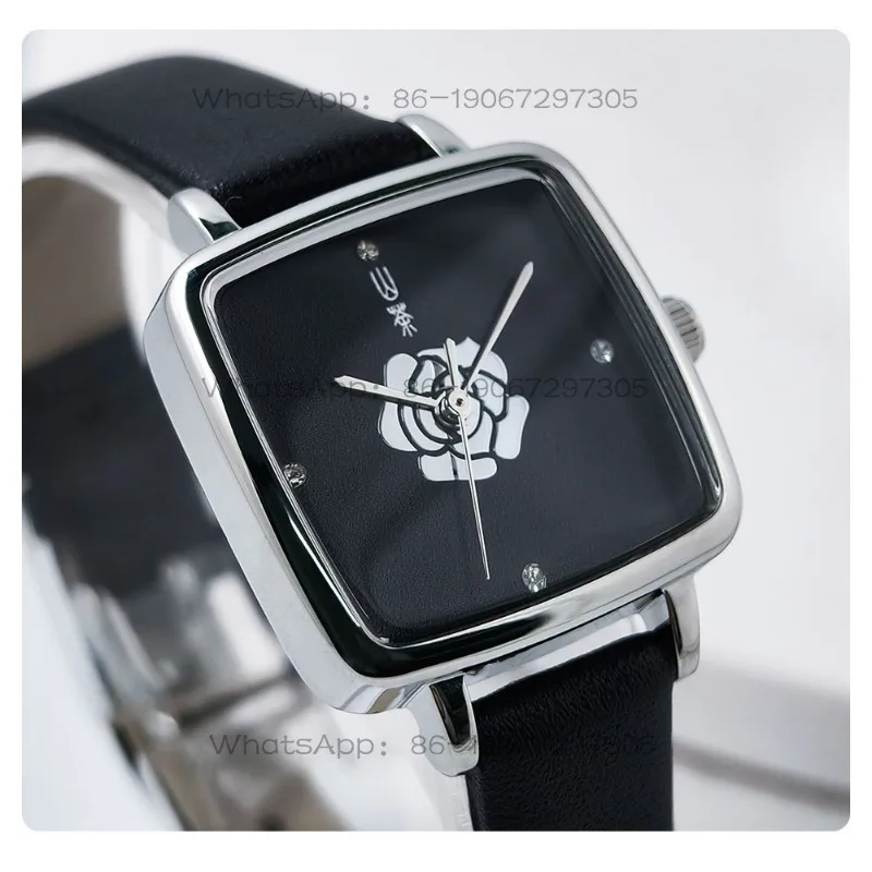 Camellia Small Sugar Cube with Diamonds Light Luxury Niche Simple Premium Women's Watch