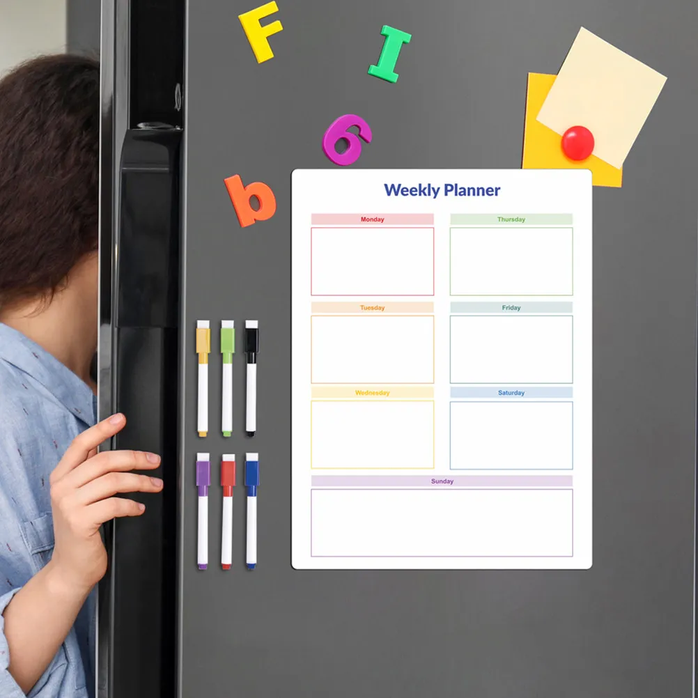

1Set Magnetic Whiteboard Fridge Planner Dry Erase Weekly Calendar Meal Menu Planning Board Magnetic Dry Erase Calendar