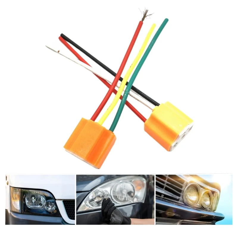 

2Pcs Female Ceramic Headlight Bulb Lamp Connector Plug Socket for 9003 HB2 Ceramic Headlight Connector Plug Adapter Replacement