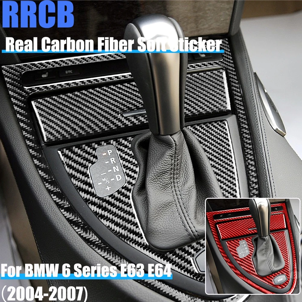 

Real Carbon Fiber Car Accessories Automatic Gear Shift Panel Cover Soft Sticker For BMW 6 Series E63 E64 2004 2005 2006 2007