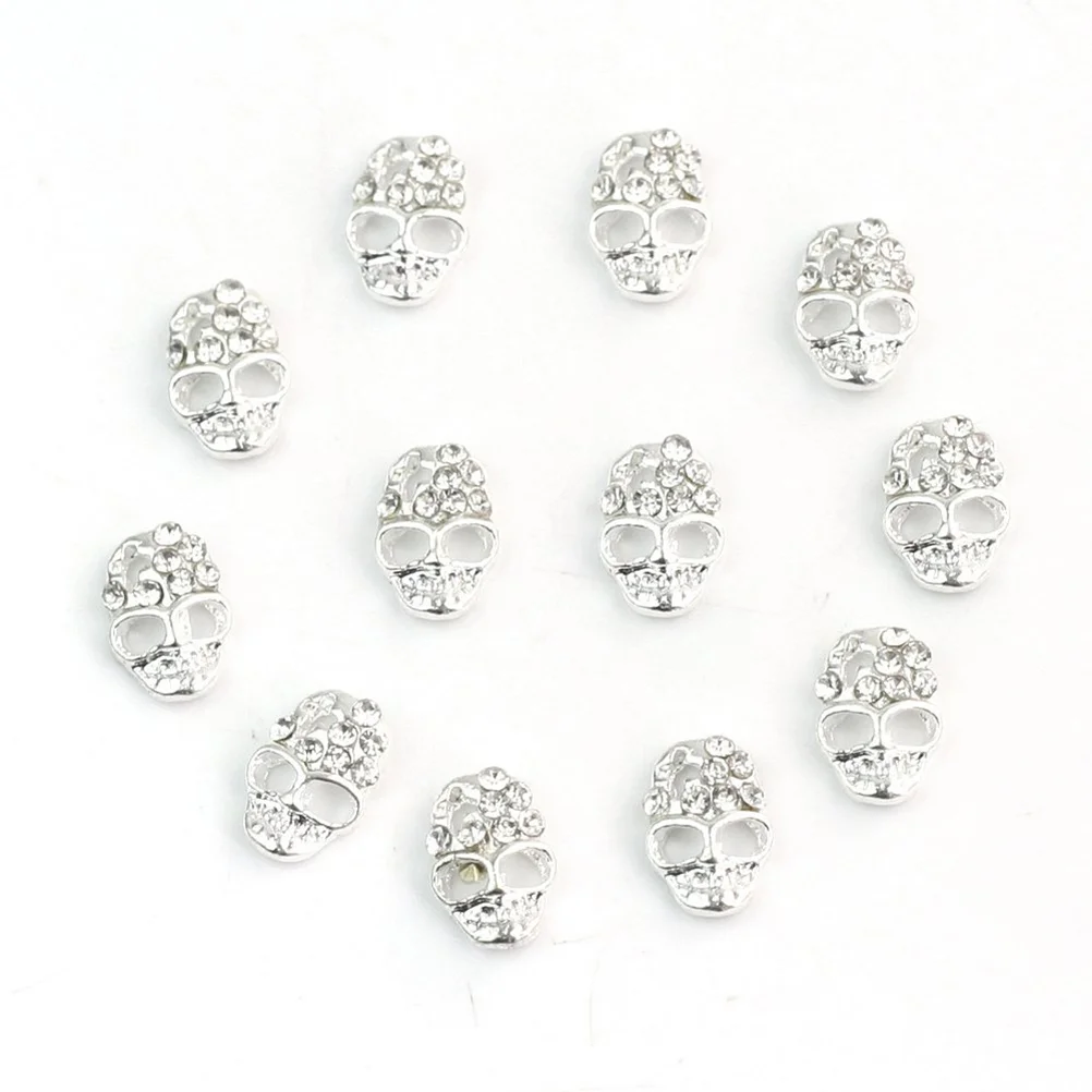 

12 Pcs Rhinestone for Nails Hearts Charm Decoration Skull 3d Charms Flat Back Rhinestones Sticker Vintage