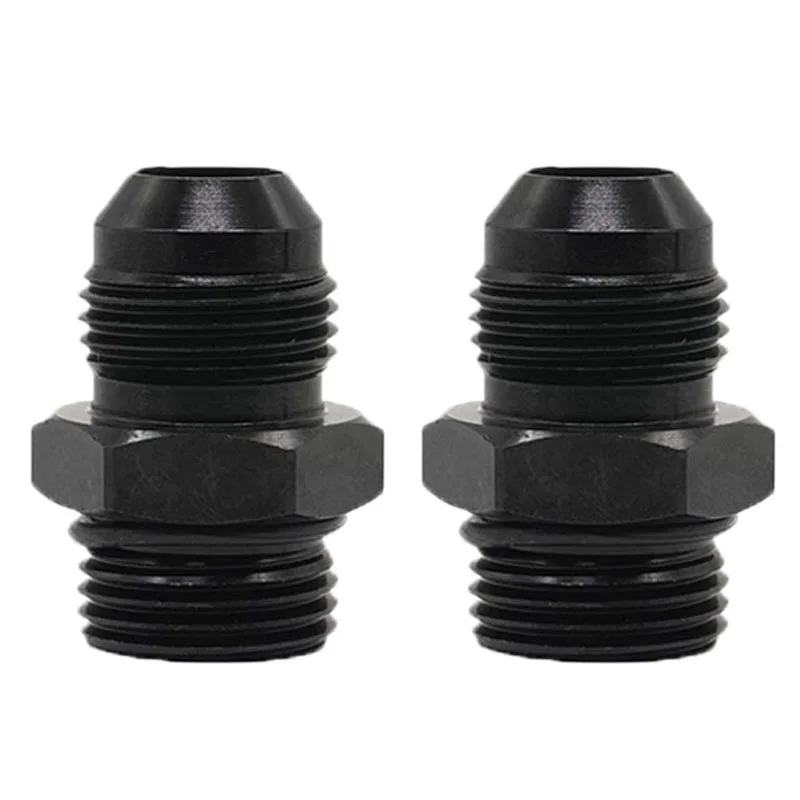 2 Pcs ORB-8 O-Ring Boss AN8 8AN to AN8 8AN Male Adapter Fitting-Black