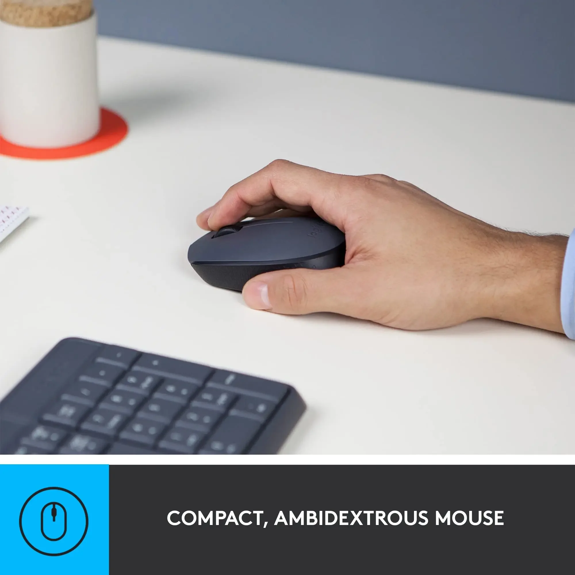 مجموعة المكتب Logitech MK235 مجموعة لوحة المفاتيح والماوس مجموعة لوحة المفاتيح والماوس اللاسلكية مقاومة للرذاذ ومضادة للبصمة