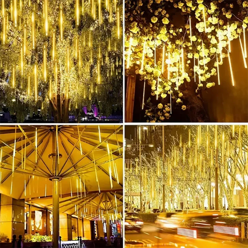 Imagem -05 - Led Meteoro Chuveiro Fada Corda Guirlanda Luzes de Cortina Decoração de Natal ao ar Livre Casamento Rua Jardim pc Pcs Pcs Pcs