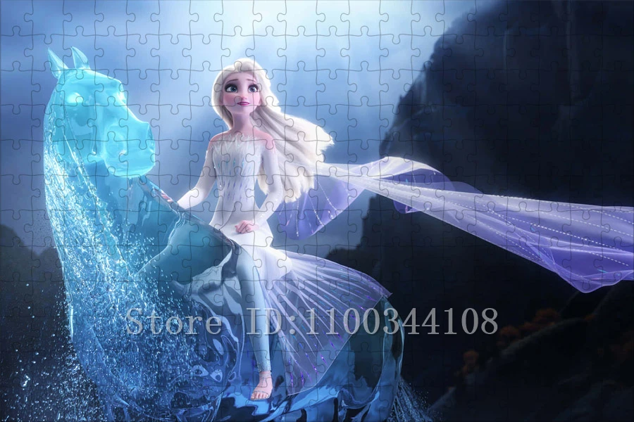 Disney Princess Elsa Jigsaw Puzzles for Children Intelligence Game Toys 35/300/500/1000 PCS Cartoon Movies Puzzles Unique Gifts