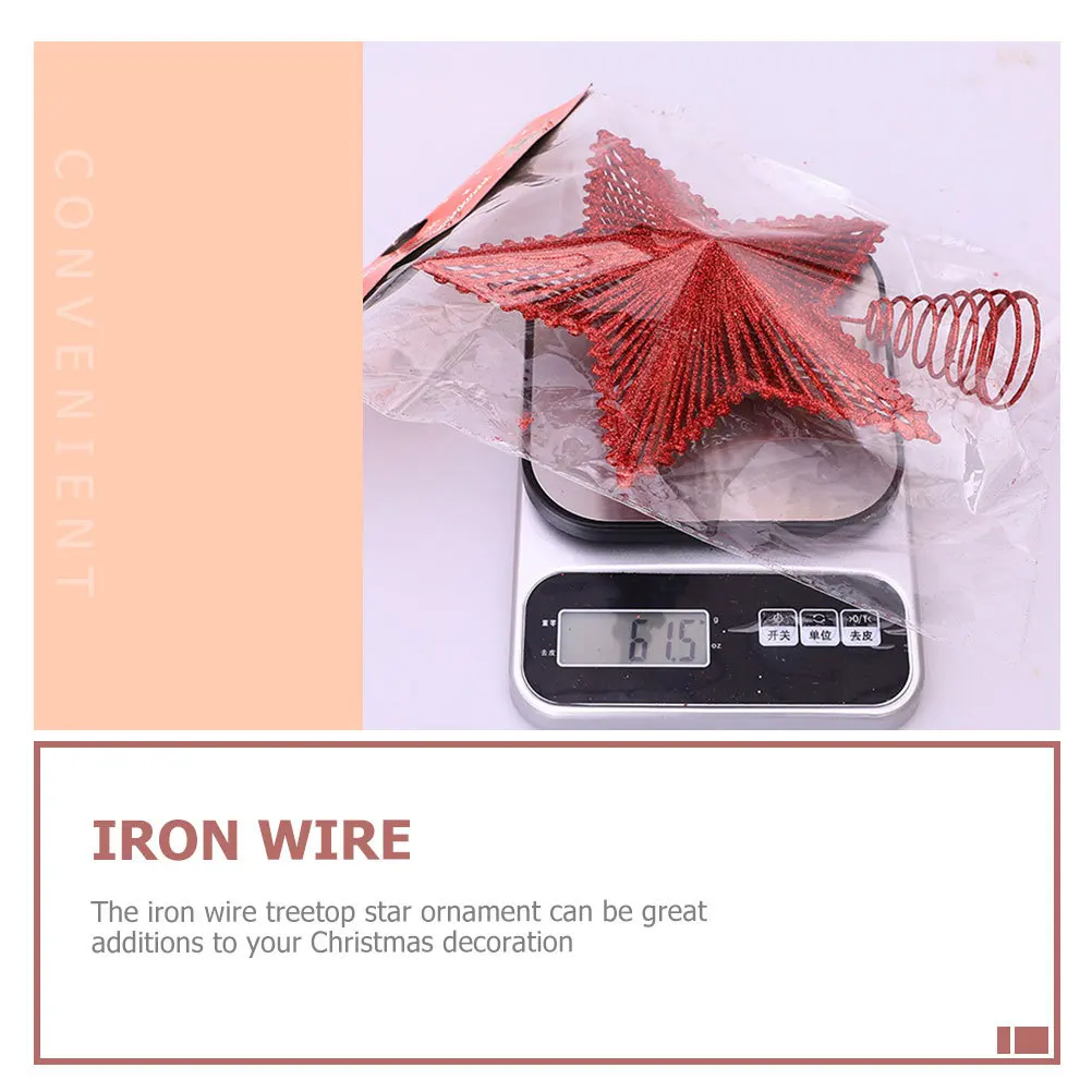 Iron Wire Treetop Star Ornament Glitter Powder Christmas Tree Topper Holiday Decoration Xmas Tree Decor Metal Star