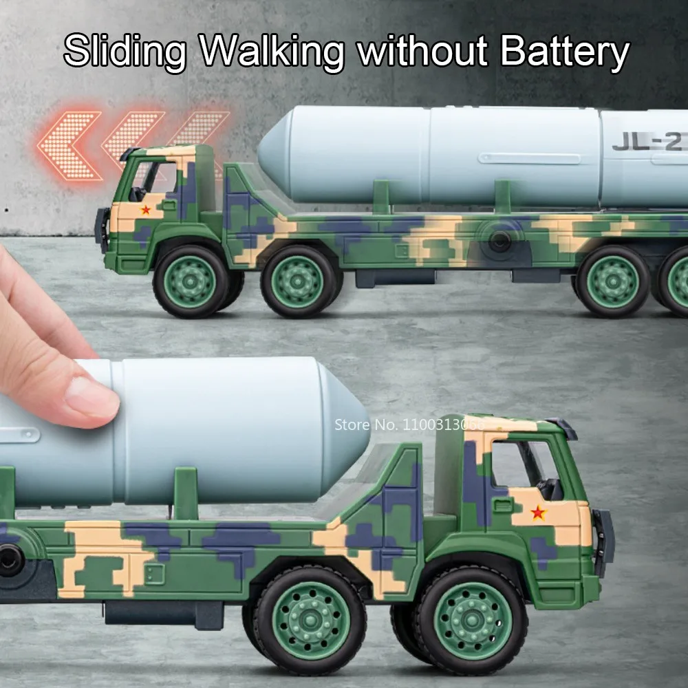 1:50 DF-41 JL-2 Zabawki Samochody Model Przesuwany do Przodu Gumowe Opony Miniaturowy Wyrzutnia Rakiet DF-5B Pojazd Militarny na Prezent dla Dzieci i Dorosłych