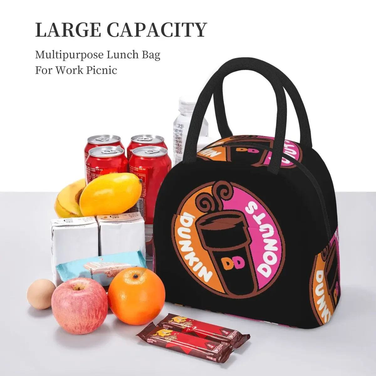 Dunkin Donuts Insulated Lunch Bag for Kids School Cooler Thermal Food Box Tote Portable Lunch Boxes Container