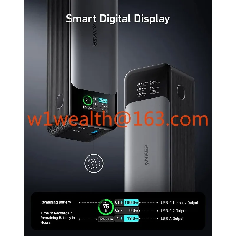 737 Power Bank  High Capacity 24000mAh 3-Port Portable Charger With 140W Output Smart Digital Display