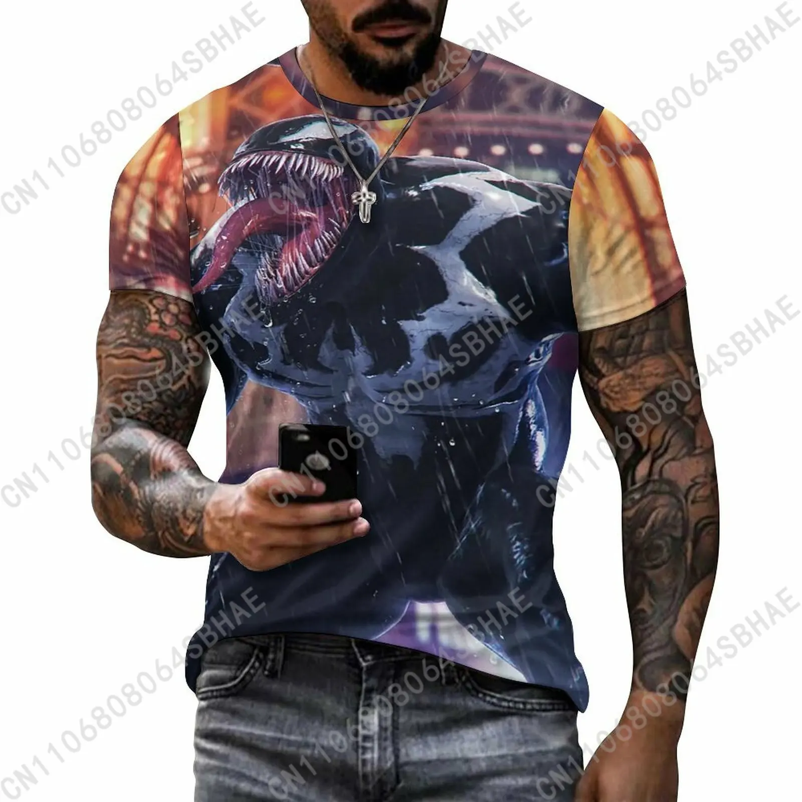 

Marvel Venom Custom Pattern Men's Cotton T-Shirt Short Sleeve Tee Men Tops Personalized Tshirt Summer Cosplay