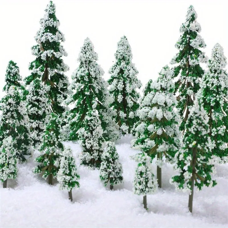 12pcs Mini Snow Pine Trees Set - Perfect for Christmas & Winter Decorations, Crafts & Party Supplies, Christmas Decor