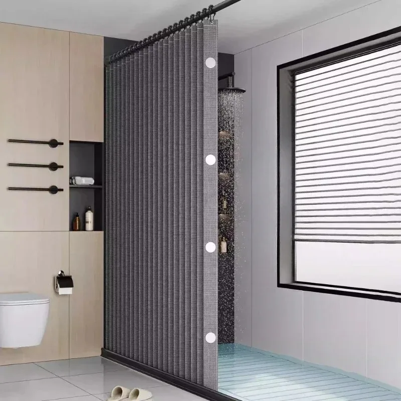 High-end Bathroom Folding Shower Curtain Without Punching Invisible Tarp Toilet Partition Bath Shower Dry and Wet Separation