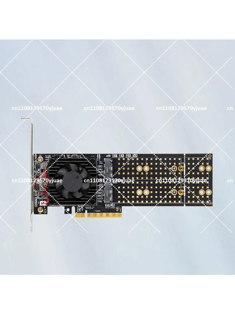 M.2 NVMe PCIe 4.0 Expansion Card - 4-Disk Split-Free, PLX8747 Chip, Full/Half Height, Silent Cooling