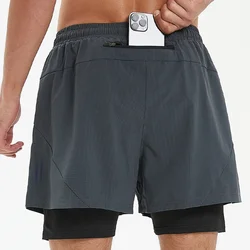 Sommer Marathon Herren Shorts schnell trocken laufen Trainings hose Fitness Sportswear männliche Fitness studio atmungsaktive Kleidung Doppels chicht kurz