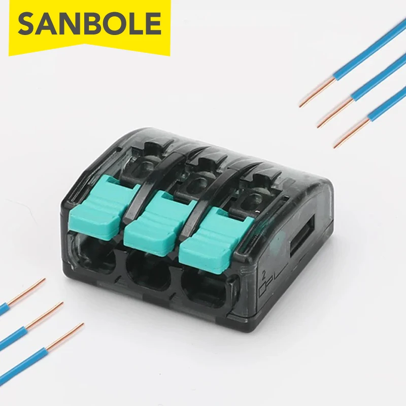2/3/5P Terminal Blocks Fast Shrapnel Spring Crimp Connector Smart Home Wiring Lighting 4mm2 Square UBC Series